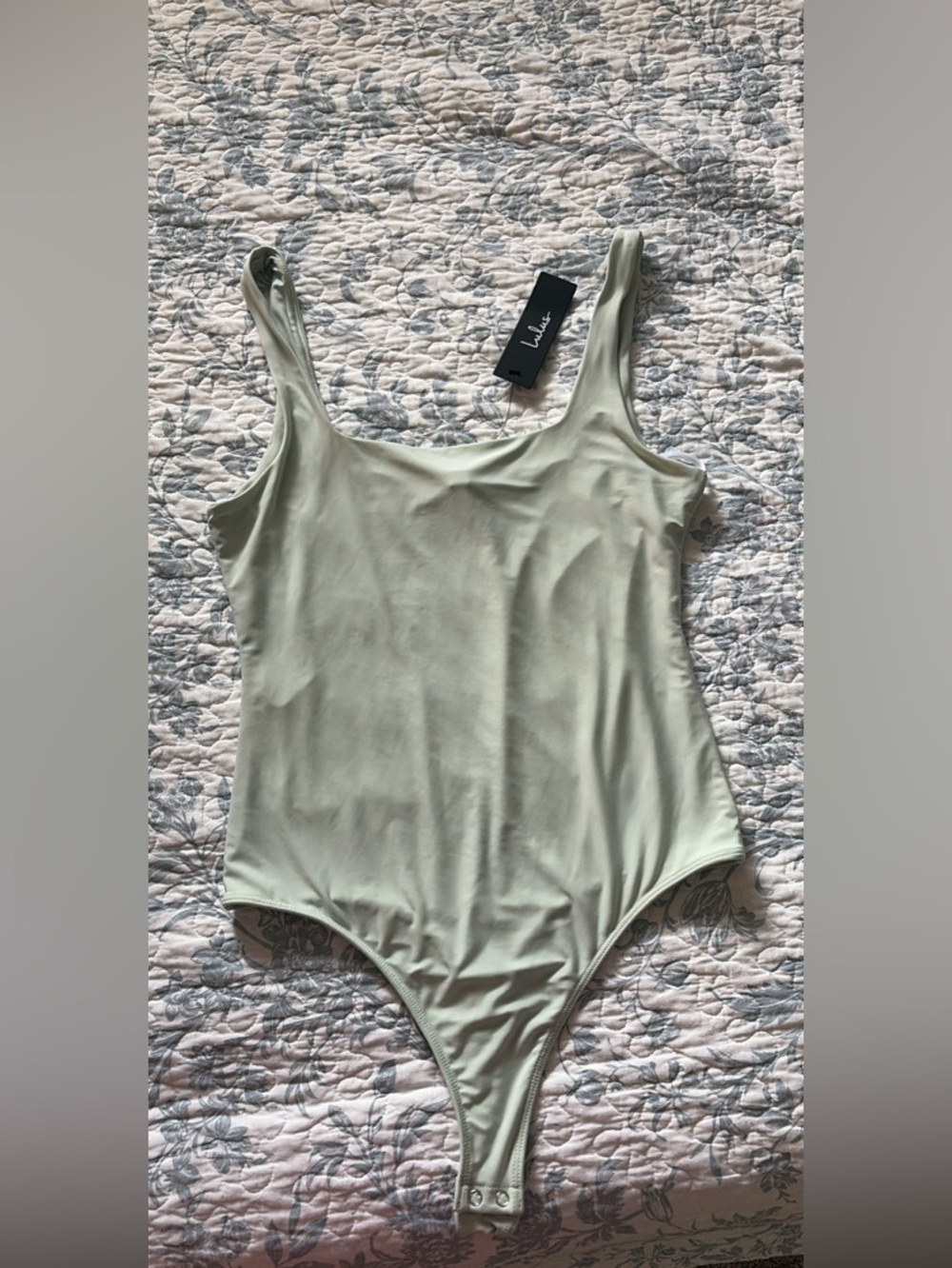 Lulu’s Sage Bodysuit with Tank Straps NWT